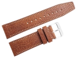 Srebrna matowa klamra ze stali nierdzewnej z logo Tommy Hilfiger przy brązowym pasku 24 mm.